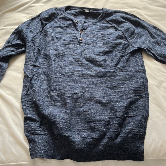 J Crew Navy Long Sleeve Henley Sweater - Picture 1 of 2
